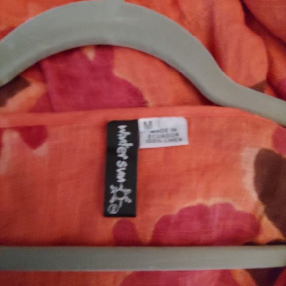 Winter Sun orange fall leaves 100% linen butterfly sleeve Medium - Picture 9 of 9
